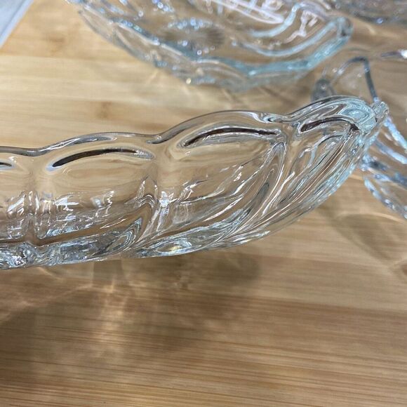 Vintage Anchor Hocking Banana Split Sundae Clear Glass Starburst Dishes Set of 4 - Picture 4 of 9